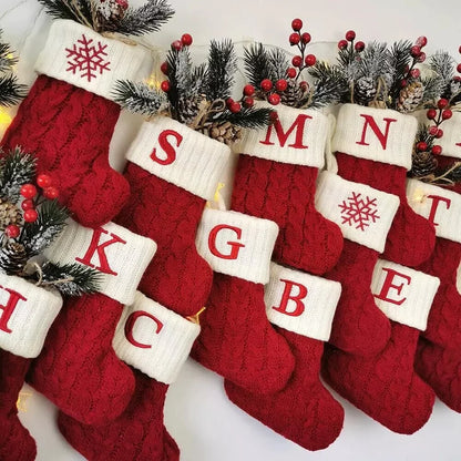 Festive Snowflake Knit Stockings