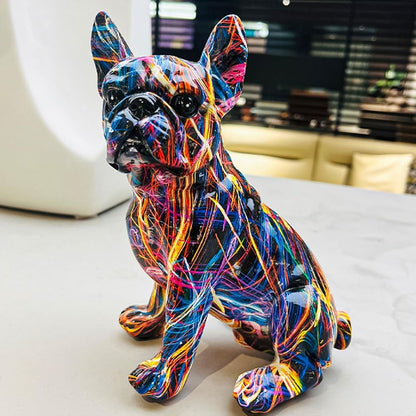 Vibrant Bulldog Graffiti Statue