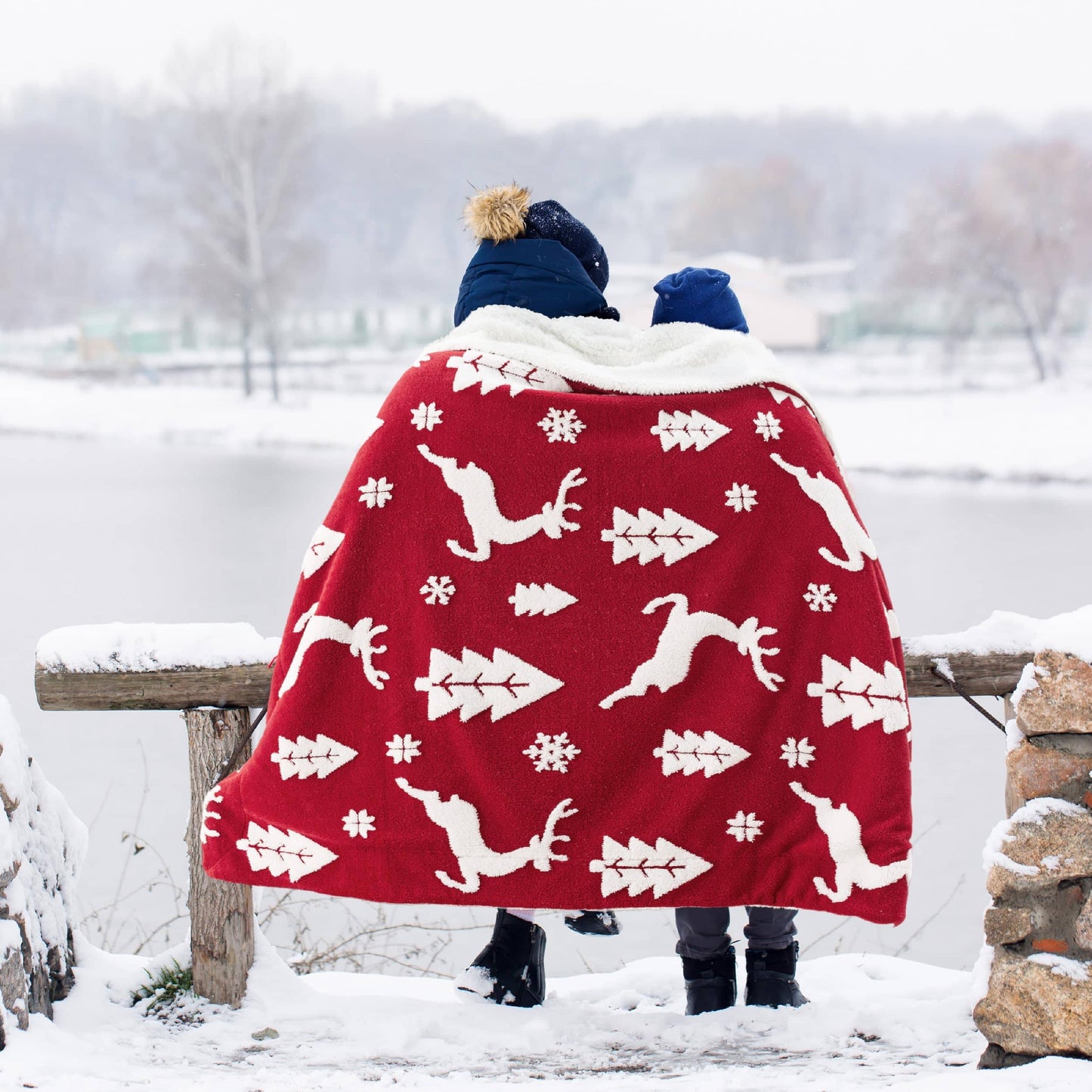 Cozy Christmas Elk Sherpa Blanket