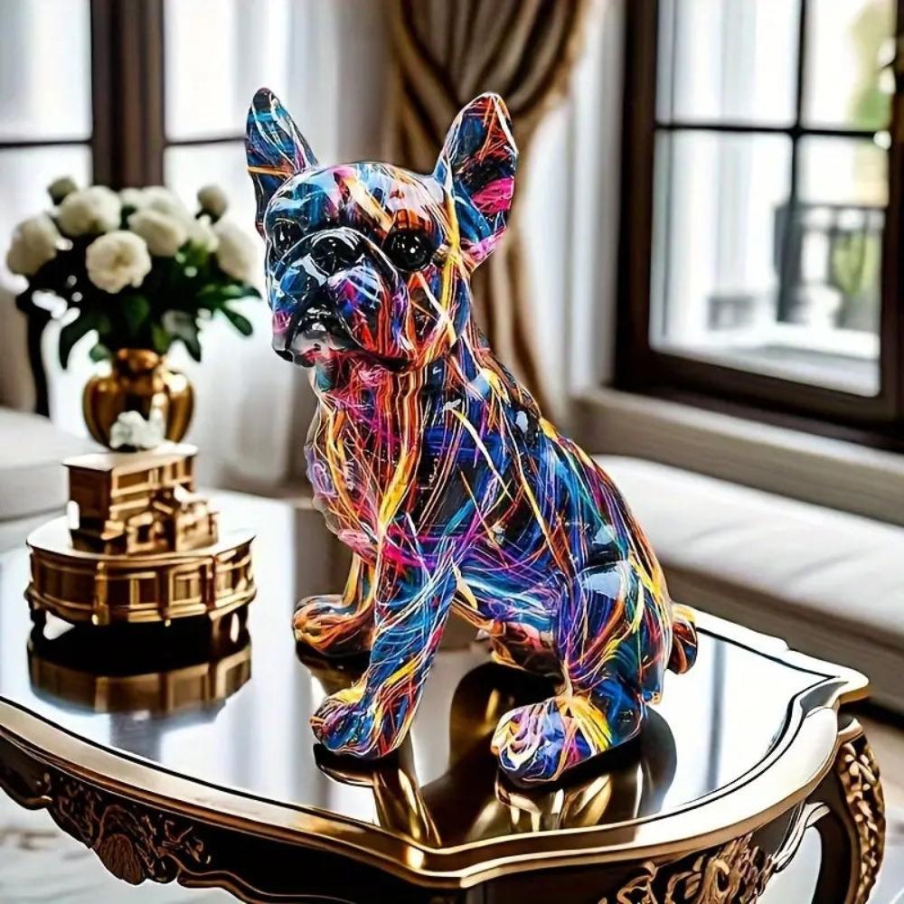 Vibrant Bulldog Graffiti Statue