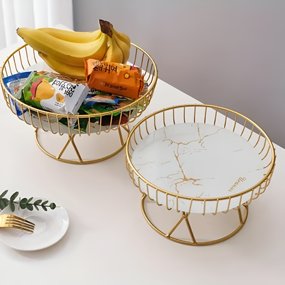 Elegant Marble Tray with Gold Handles