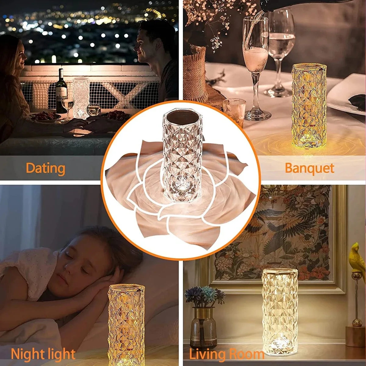 Rose Glow USB Night Lamp