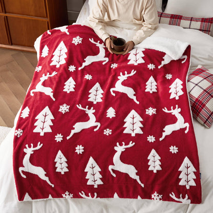 Cozy Christmas Elk Sherpa Blanket