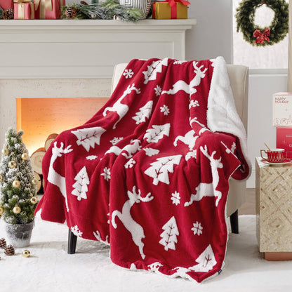 Cozy Christmas Elk Sherpa Blanket