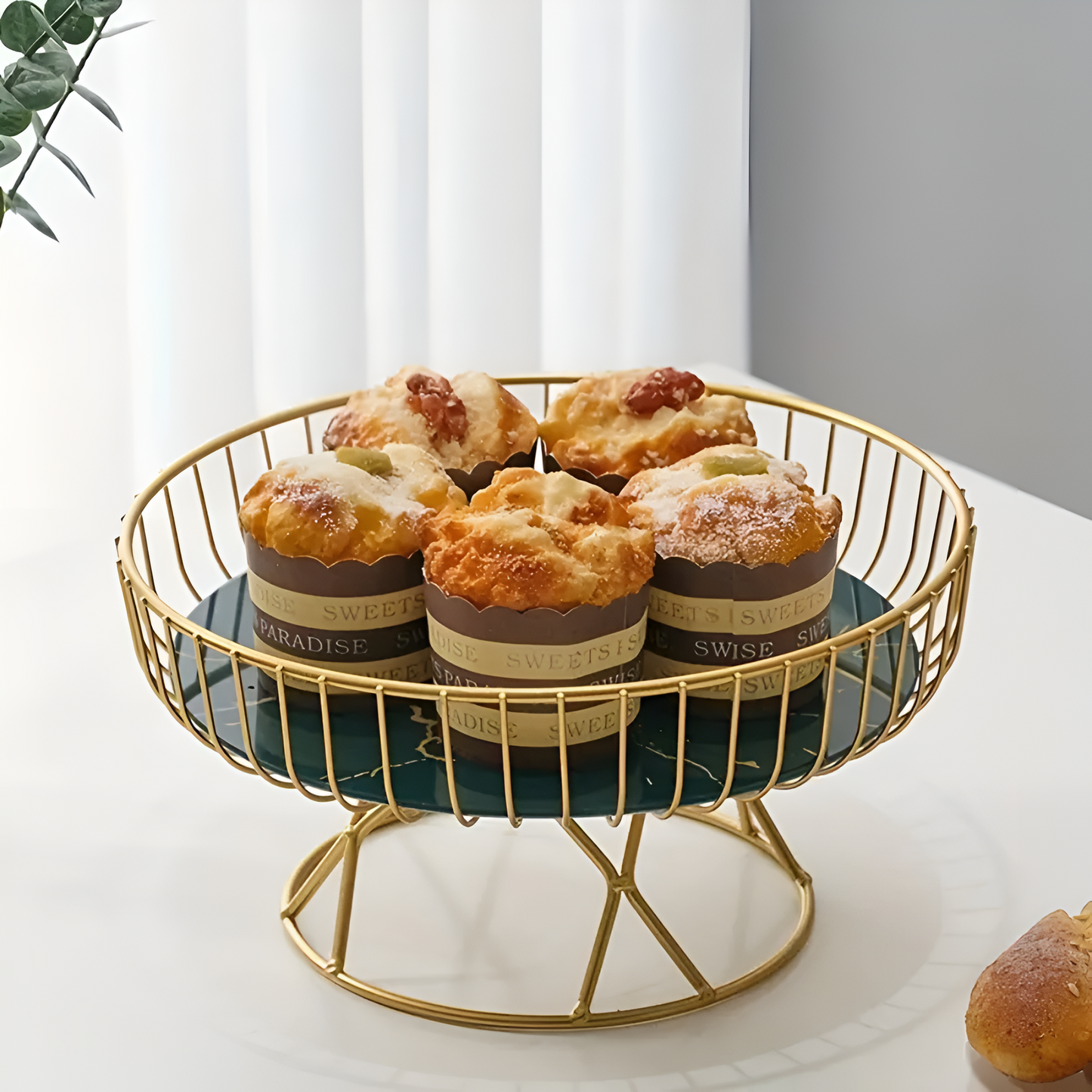 Elegant Marble Tray with Gold Handles