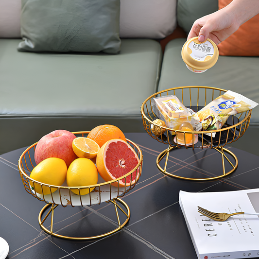 Elegant Marble Tray with Gold Handles