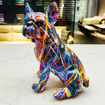 Vibrant Bulldog Graffiti Statue